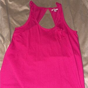 Vibrant Pink Cut Out Tank Top